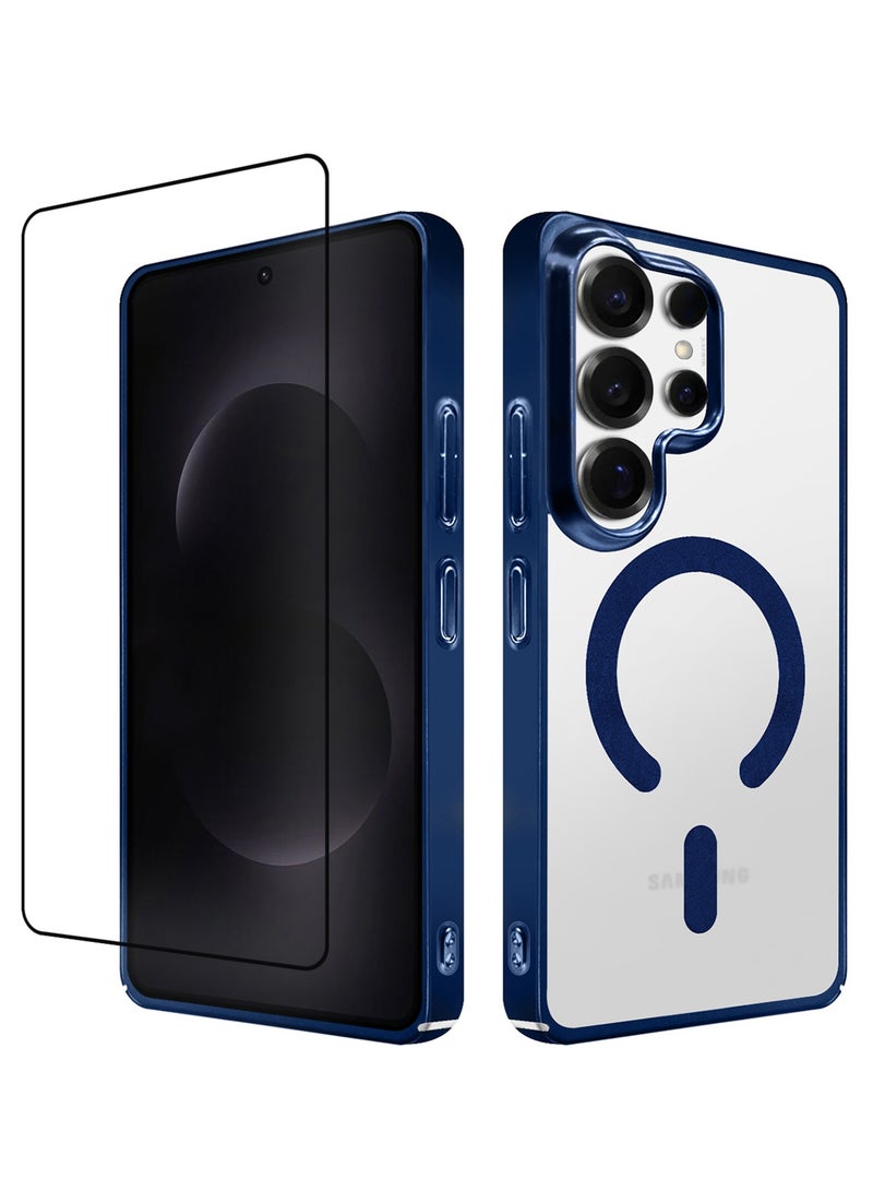 CATANES Electroplated Magnetic Transparent Case for S26 Ultra - Camera Guard and Shock-Resistant Frame with 3D Screen Protector - Midnight Blue - Image 2